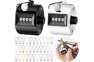 Gulfmew Set de Compteurs de Rangées et Marqueurs de Points de Crochet 2 Compteur à Cliquer à 4 Chiffres et 100 Épingles de Gourde Colorées Compteurs de Pointage Portables avec Marqueurs de Tricot