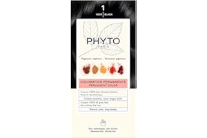 Phyto Color Kit 1 Nero Colorazione Permanente senza Ammoniaca, 100% Copertura Capelli Bianchi