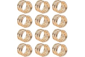 FOROREH 12pcs Serviettenringe Gold Metallmaschen Serviettenringe Set 4.2*3.6cm Serviettenhalter Napkin Ring für die Dekoration Hochzeit für Tisch (12 stück)