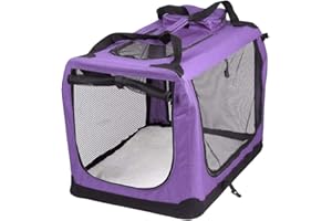 Petbarn Portable Soft Fabric Pet Carrier Folding Dog Cat Puppy Travel Transport Bag (Medium, Purple)