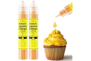 HXDZFX Colorant Alimentaire Gel Jaune Citron - Gel Icing Color Set, Décoration de Gâteau, Pâtisserie, Beignets, Crème Glacée, Macaron - 30ml×2 Bouteilles