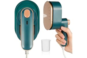 Mini Reisebügeleisen, Euakee Kleines Steamer Dampfbügeleisen Kleidung Keramikplattendesign, Faltbares 30 Sekunden Schnelles Aufheizen, Handdampfbügler Bügeleisen Dampf für Zuhause (Grün)