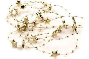 Schnoschi 2m Gold Sterne Perlenband Perlenkette Perlengirlande Perlenschnur Weihnachten Advent Deko Perlen Tischdeko Meterware