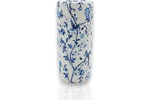 AcaciaHome Durable Ceramic Round Umbrella stand–Perfect Holder for Home, Office, & Entryway - Adds a Sophisticated Touch to Living Spaces for Canes, & Walking Sticks (Blue & White Bird)