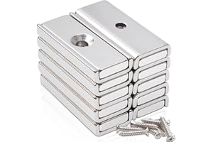 SWIHORAB 10 pezzi 30x13,5x5mm Magneti al neodimio Extra forti, Magneti Forti Grandi Magneti avvitabili Magneti rettangolari Magneti con foro Chiusura magnetica Magnete a testa svasata