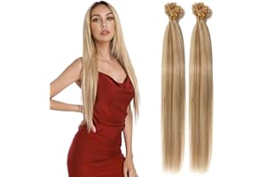Elailite Extension Capelli Veri Cheratina 200 Ciocche 50cm U Tip Nail Capelli Naturali Indiani 100% Remy Human Hair senza Clip 100g #12/#613 Marrone Chiaro/Biondo Chiarissimo
