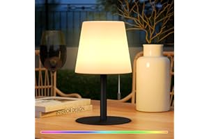 FUYO Lampe de Table Sans Fil Extérieur Rechargeable Dimmable RGB Lampe de Chevet Portative 8 Couleurs Blanc Chaud pour Salon Terrasse Chambre Dîner Café Jardin(Noir)