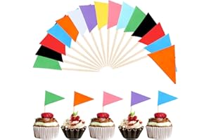 AOZUO 100 bandiere triangolari stuzzicadenti, bandiera colorata per alimenti, topper per cupcake, dessert, piatti di frutta, formaggi, torte fai da te, negozi, ristoranti, matrimoni, compleanni,