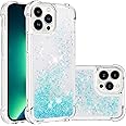 IMIRST Silicone Phone Case for Apple iPhone 14 Pro, Corner Airbag Fall Protection Bling Glitter Quicksand Liquid Sparkle TPU Case Cover for Apple iPhone 14 Pro. YBW Star Blue