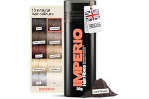 IMPERIO Hair Fibres for Thickening & Full Hair in Seconds. Shake-on hair filler for an Authentic Look. 100% Natural! Premium Salon Quality Hair Building Fibres - 26g (dark brown)