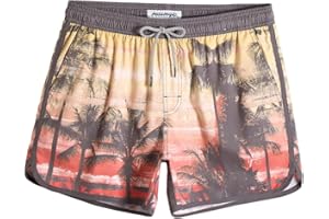 MaaMgic Mens 5" Short 70s 80s 90s Vintage Swim Trunks Quick Dry Bathing Suits Swimming Shorts Swimsuits Board Shorts