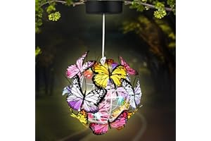 Johiux Upgraded Large Garden Ornaments Outdoor Butterfly Garden Decorations,Garden Lights Solar Powered Waterproof,Hanging Solar Lights Outdoor Garden Balcony Lights Birthday Christmas Gifts for Women