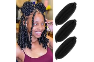 BLTYXT Marley Twist Hair Pre Separated Braiding Hair Soft Synthetic Springy Afro Twist Hair for Locs Crochet Hair Extensions (12 Inch（Pack of 3）, 1B)