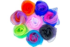 KAOTPO 8 Stück Quadratischen Jongliertüchern, Bunten Stufenweise Verfärbenden Chiffontüchern (60 x 60 cm als Tanzschleier), Seidentüchern Baby und Speziellen Seidentüchern für Tanzaufführungen.