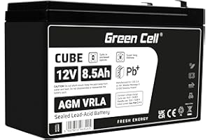 GREEN CELL GreenCell® Batteria AGM 12V 8,5Ah al piombo accumulatore sigillata VRLA Senza manutezione ricaricabile Batterie di ricambio ermetica | giocattoli per bambini | allarme| sistemi UPS | eBike | Scooter