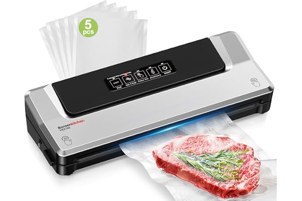 Bonsenkitchen Machine Sous Vide Alimentaire - Appareil de Mise Sous Vide pour La Cuisson Sous Vide et La Conservation des Aliments Frais, Y 5 Compris Les Sacs Sous Vide
