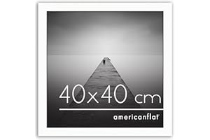 Americanflat Cornice 40x40 cm Bianca - Cornice Quadrata in Legno Multistrato con Vetro Resistente agli Urti e Ganci Integrati - Cornice Foto da Appendere in Verticale o Orizzontale