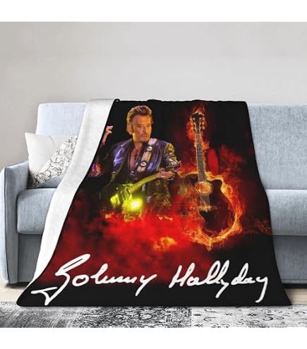 Couverture Polaire Micro-peluche Johnny Hallyday - Dimensions 101,6 X 76,2 Cm, Ultra Douce, Légère, Pour Canapé Ou Lit