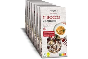 TREVIJANO Risotto Méditerranéen: 7 sachets de 280 g chacun. Un mélange de riz et de légumes, sans additifs. Chaque sachet contient 3 portions de Risotto