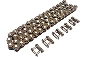 QINGBY 25H Chain 62 Link Starter Timing Chain with Master Links for 70cc 110cc 90cc 125cc Coolster Electric Start TaoTao SunL Peace JCL Baja Kazuma Falcon Chinese ATV 4 Wheeler Quad Go Kart Dirt Bike