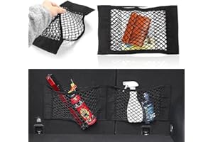 DONJIM 2 Pezzi Rete Portaoggetti Tasca Organizer, Mesh Net Universale con Adesivi per Car Sedile Groceries, Rete Elastica Autoadesiva per Auto, Truck, SUV, Camper, e Barche - 40 x 25 cm