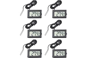 XATGIOUY 6 Stück Digitales Thermometer mit Externer Fühler, Thermometer Kühlschrank Mini, Präzise Temperaturüberwachung von -50°C bis +110°C, Ideal für Kühlschränke, Gefriergeräte, Aquarien und Weinkeller