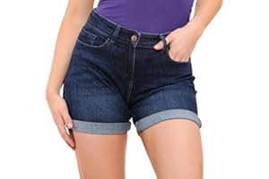 UC Womens Ex High Street Brand Denim Shorts Boyfriend Stretchy Mid Rise Ladies Hot Pants Size UK 8-22