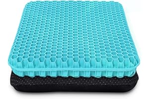 HSSGGV Cuscino per sedile in gel spesso, con rivestimento antiscivolo, traspirante, design a nido d'ape, assorbe i punti di pressione per auto, sedia a rotelle (blu latte)