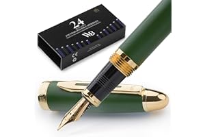 Wordsworth & Black Majesti Fountain Pen-(Green), Luxury Case, 24K Gold Finish; 18K Gilded Medium Nib- Ink Cartridges, Refillable Ink Converter-Calligraphy Pen-Best Business Gift Set for Men & Women