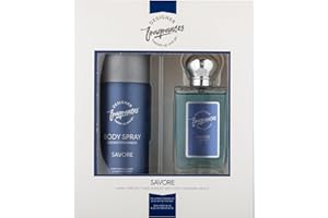 Designer Fragrances Savore Male Gift Set - Includes 150ml Body Spray Deodorant Cans, 50ml Men’s Eau De Parfum Aftershave Spray - For Instant Freshness on The Go - Long Lasting Smells