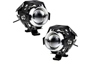 HANSWDEU 2pcs 125W Phare Moto Feux Additionnels LED Phares Avant Moto Anti Brouillard Projecteur Spot LED Moto 3000LM U5 Etanche pour Moto Quad Scooter