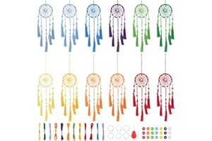 INFUNLY 12 Sets Kleines Traumfänger-Set Boho-DIY-Mini-Herstellungsset Regenbogenfarben Handgefertigt Für Erwachsene Taschenanhänger Auto-Innenraum Rucksack-Anhänger