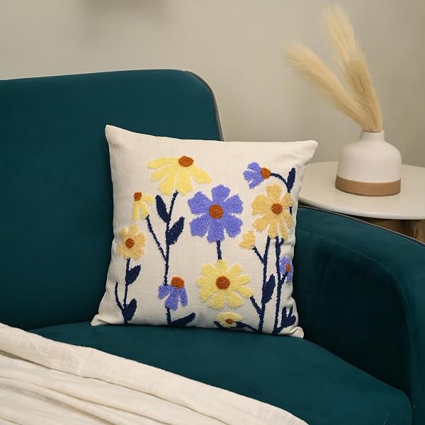 Natural Yellow Sunflower Lumbar Pillow Cover — 100% Cotton Linen, 12x20 Inches, Hidden Zipper - View #10
