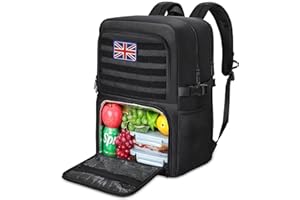 BERTASCHE Lunch Backpack, Laptop Backpack with Lunch Bag, Laptop Rucksack Work Bag Daypack Men Women for Business College Office Camping Picnic Travel Hiking(Black-1,17.3 Inch-Lunch Compartment)