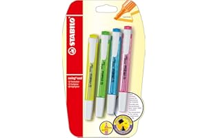 STABILO swing cool - Surligneur - blister x 4 surligneurs fluo - jaune, vert, bleu, rose