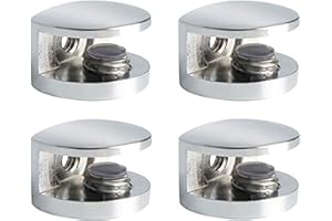 SAYAYO Pince à Verre Support d’Étagère en Verre Support de Tablette Mural Fixation Réglable Adaptatif de 5-8 mm d'Épaisseur, Finition Polie en Alliage de Zinc, 4 Pcs, EBL3008-4P