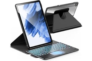 ‎INFILAND INFILAND für Samsung Galaxy Tab A9+/A9 Plus Hülle mit Tastatur [Hochpräzises Touchpad], 360° Drehbar, Abnehmbarer Deutsches Beleuchtete Bluetooth Tastatur für Tab A9+ 11 Zoll 2023, Schwarz