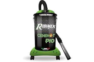 Ribimex Aspiracenere Elettrico Cenehot Serie Pro per Ceneri Calde fino a 40 Gradi, con Filtro HEPA Speciale, Bidone da 25 L, Potenza 1200 W, Ideale per Stufe, Caminetti e Barbecue - PRCEN005