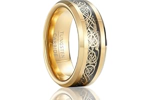 SOXEMAN 1 anello da uomo in acciaio al tungsteno, durevole, resistente ai graffi, placcato oro, splendido design con fantasia, da indossare tutti i giorni e come regalo