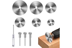 AzureRay Mini scie circulaire pour Dremel, 6 lames de scie pour couper bois/plastique/métal, Compatible accessoires pour Dremel avec adaptateur et tournevis