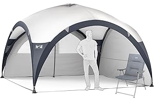 TRAIL OUTDOOR LEISURE Trail Dome Gazebo with Sides, Portable Steel Pole Shelter, Outdoor Event Camping Garden, 4 Walls, 2 with Doors & Windows, UPF50+ Sun Protection, 4000mm Waterproof, Vent, Bag (3.5m x 3.5m x 2.25m)