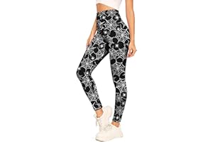 NetSetUK Halloween Women's Pumpkin Ghost Skull Scary Print High Elasticated Waistband Costume Leggings Ankle Elastic Tights Full Length Fancy Pant in Plus Size UK(8-30)