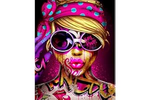 WALARKY Buntes Malen nach Zahlen für Erwachsene, amerikanischer Stil, Mädchen, DIY-Ölgemälde-Kits auf Leinwand mit Pinseln und Acryl-Pigment, rote Lippen, Bild für Heimwanddekoration 40 x 50 cm (rahmenlos)