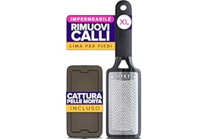 Raspa Piedi Professionale ANTIRUGGINE Con Raccoglitore (Taglia XL) NYK1 MEGAFILE Lima Per Piedi E Talloni Togli Calli Piedi Per Uso Asciutto Bagnato - Raschietto Potente Con Impugnatura Antiscivolo