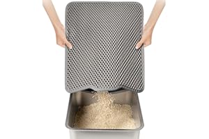 Conlun Katzenstreu Matte,Doppelschichtiges Honigwaben Katzenmatte zur Streukontrolle,Katzenklo Matte mit Rutschfester Rücksei