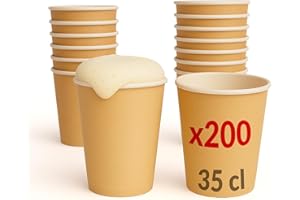 Table'Colors 200 Verres à bière en Carton 35 cl Esprit Kraft - Gobelet Carton Recyclable - Bières - Boisson fraiche - Idéal pour Fêtes et Événements - Design Écologique et Pratique