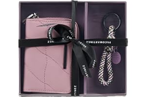 PACO MARTINEZ Set de Regalo para Mujer, Caja Regalo con Cartera Billetero para Mujer Color Lavanda y Llavero a Juego, Idea de Regalo de Cumpleaños, Aniversario o Navidad