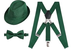 Alizeal Kids Adjustable Braces, Pre-tied Bow tie and Hat Set