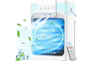 YeXhot Climatizzatore Portatile,Raffrescatore D'aria Con Telecomando, 1200ml，3 Velocità Della Ventola E Timer Da 2-8 Ore, 3 Nebbie Fredde E 7 Luci Led, Mini Condizionatore Portatile Per Uso Personale