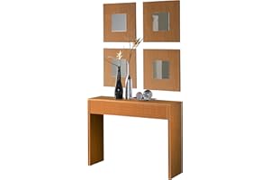 Miroytengo Mueble Recibidor Cosola con 4 Espejos Lupe 100x76x30CM Color Cerezo